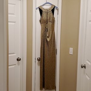 Xscape Gold Long Gown Sz 4